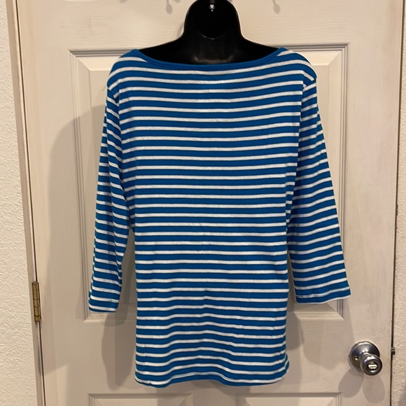 Brand New Blue and White Stripped Shirt still with tag attached, Boatneck Tee - Picture 2 of 4